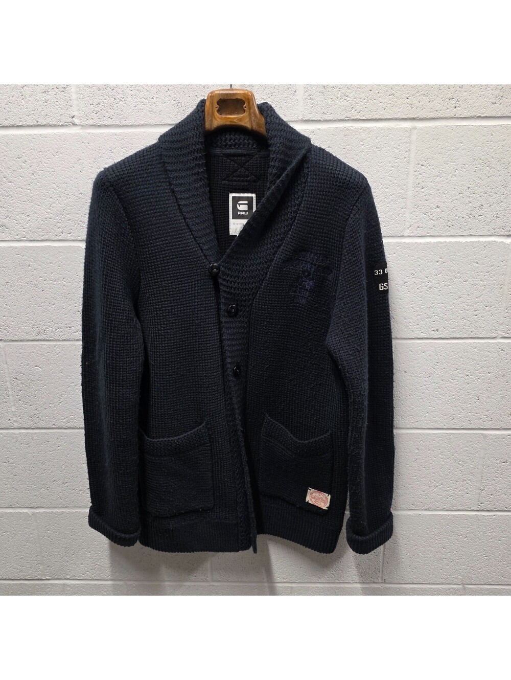 G-Star Raw Mens Sweater 2XL Lava Cardigan Elbow Patch Button Shawl collar  22x34